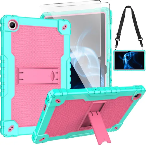 Vista 8 de Para Onn 10.4 Tablet Pro 2023 Modelo: 100110603 Funda híbrida resistente con función atril incorporada, funda rígida con vidrio templado/correa