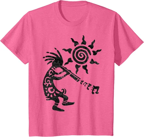 Vista 47 de Native American Kokopelli Musican With Flute 2 - Camiseta divertida para fanáticos, Blanco, S