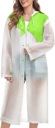 Vista 3 de Muzeca Impermeable de EVA impermeable poncho de lluvia unisex para mujeres y hombres, capa larga de lluvia
