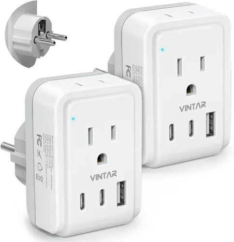 Vista 8 de VINTAR Adaptador tipo M para Sudáfrica, paquete de 2 enchufes plegables