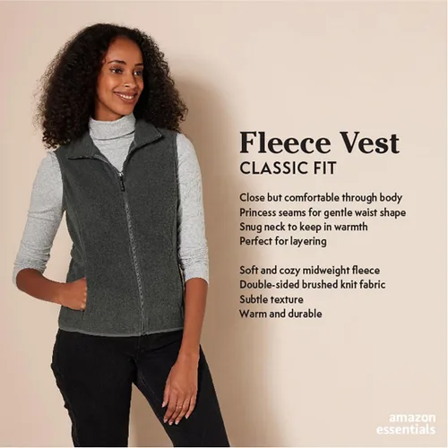 Vista 2 de Tienda Essentials Chaleco de forro de vellón suave, sin mangas, de corte clásico para mujer (disponible en tallas extragrandes)