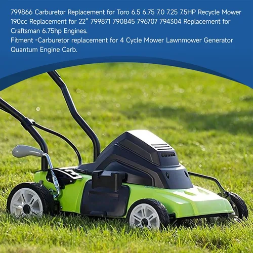 Vista 5 de WFLNHB 799866 Reemplazo de carburador para cortadora de césped reciclada Toro 6.5 6.75 7.0 7.25 7.5HP 190cc para 22" 799871 790845 796707 794304