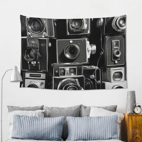 Vista 9 de FodPand Tapiz retro de la colección de cámaras geniales para decoración de dormitorio, telón de fondo de fiesta, tapiz estético para colgar