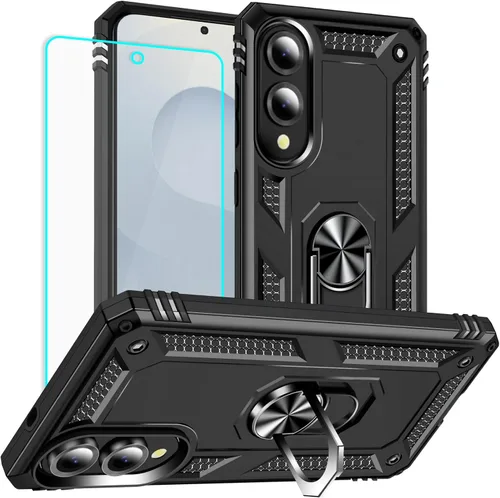 Vista 8 de Funda para Samsung Galaxy S25 Edge: Galaxy S25 Edge con protector de pantalla - Fundas protectoras de grado militar con soporte de anillo de dedo