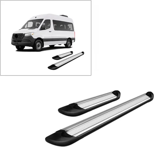 Vista 3 de Black Horse TRANSPORTER - Estribos plateados compatibles con Dodge Sprinter 2500/3500 07-16 Sprinter 2500/3500 19-23 Benz Sprinter 1500/4500 10-23