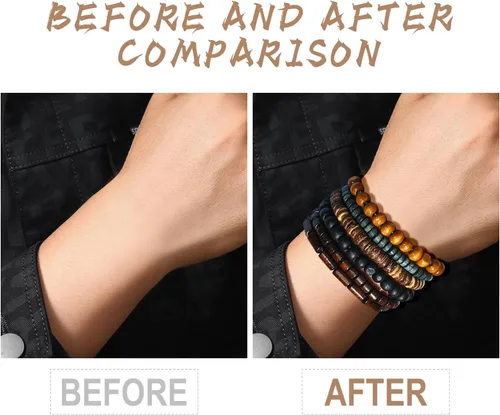 Vista 4 de Pulsera Gótica Ajustable de Cuero Trenzado Punk Multicapa de Estilo Grunge, Conjunto de Pulseras Emo con Brazalete de Metal, Envoltura