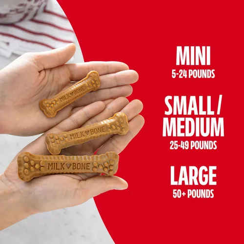 Vista 4 de Milk-Bone Original Masticables para Cepillar, 35 Golosinas Dentales Diarias para Perros de Tamaño Pequeño/Mediano, Acción de Frotamiento Ayuda a