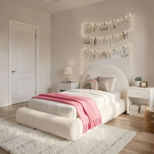Vista 4 de RECCI AirFrame - Base de cama tapizada de media luna con plataforma doble, base curvada de terciopelo con cabecero, espuma acolchada totalmente