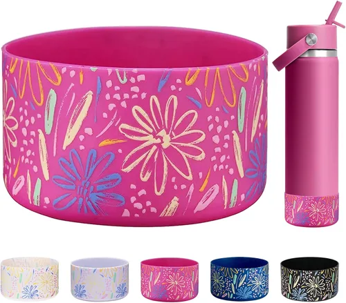 Vista 7 de WK IEASON Base protectora de silicona para botellas Hydro Flask de 12 a 24 onzas de ancho y boca estándar, funda antideslizante para accesorios de 2