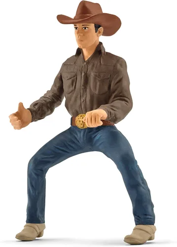 Vista 5 de Schleich Farm World, juguetes de rodeo para niños, juego de lazo con vaquero, vaca y juguete de caballo, set de 11 piezas, para niños de 3 años