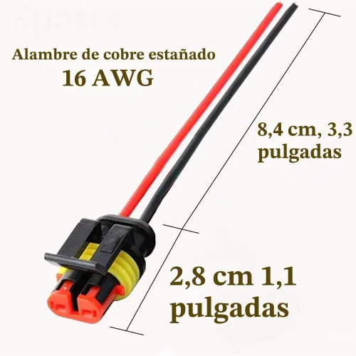 Vista 3 de Conector de 2 pines impermeable, conector eléctrico de automóvil de 2 pines con cable 16AWG marino para automóvil, camión, barco, motocicleta