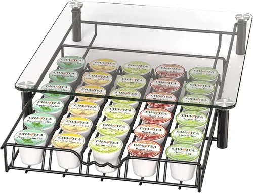 Vista 7 de Deco Brothers Cajón Portador de Cristal Templado para K-Cup para Almacenamiento de 30 Cápsulas de Café, Negro