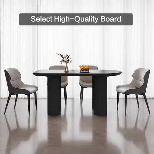 Vista 9 de Guyii Mesa de comedor de 55.11 pulgadas, mesa de cocina moderna para 6 personas, mesa de comedor interior para cocina, bar, sala de estar, espacio