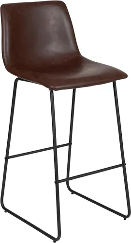 Vista 8 de Flash Furniture Reagan - Taburetes de bar LeatherSoft de 30 pulgadas con reposapiés, taburetes de barra de estilo moderno de mediados de siglo