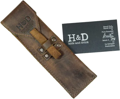 Vista 3 de Hide & Drink - Estuche recto de cuero rústico hecho a mano (marrón Bourbon)