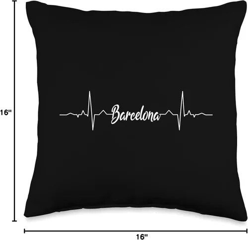 Vista 4 de Barcelona Heartbeat Gift Idea For Barca Heartbeat Design Fan Or Barcelona Resident - Almohada (16 x 16 pulgadas), multicolor