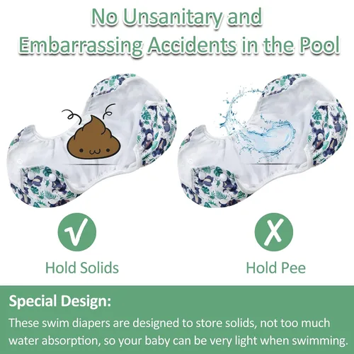 Vista 5 de Wegreeco Pañal de natación reutilizable ajustable para bebés y niños pequeños (Koala, S, 3 unidades)