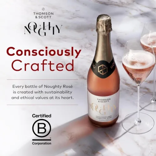Vista 8 de Thomson & Scott Noughty - Paquete de celebración de vino espumoso, 1 rosado + 1 chardonnay, champán espumoso sin alcohol, vino sin alcohol, ligero