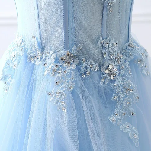 Vista 5 de Vestido de fiesta largo para mujer con cintura transparente, espina de pescado y péplum simétrico