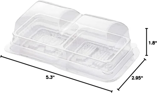 Vista 19 de Restaurantware Thermo Tek - Contenedores de postre de 5.3 x 2.6 x 1.8 pulgadas, 100 compartimentos duales transparentes para llevar, con tapa