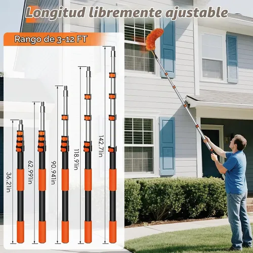 Vista 2 de Plumeros de 20 pies de alto para limpieza con poste de extensión resistente