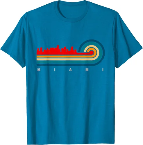 Vista 9 de Camiseta Retro City of Miami Florida, Negro
