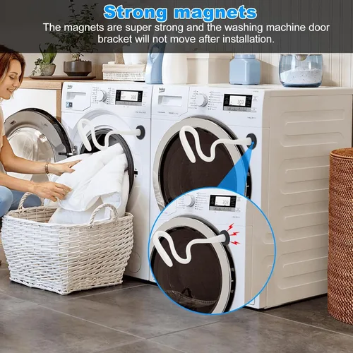 Vista 2 de AYNEFY Soporte flexible para puerta de lavadora, soporte magnético universal para lavadora de carga frontal, mantiene la puerta de secado