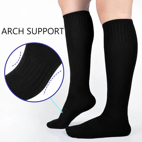 Vista 3 de LO SHOKIM Calcetines de fútbol para niños, calcetines de fútbol para niñas, calcetines hasta la rodilla, calcetines de béisbol, softbol, atléticos