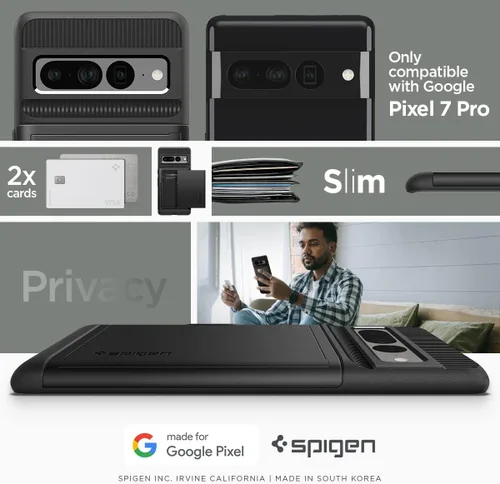 Vista 2 de Spigen Slim Armor CS - Funda diseñada para Pixel 7 Pro (2022), color negro