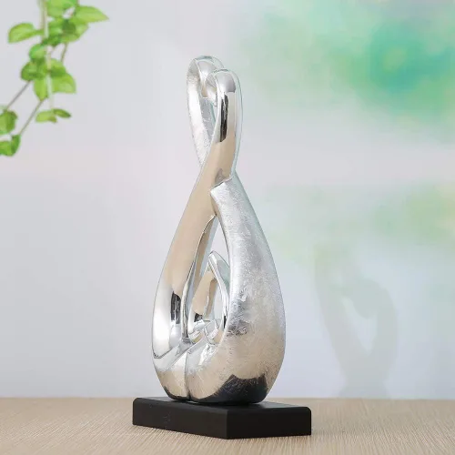 Vista 6 de Estatua de cerámica – Estatua de plata – Escultura de decoración de cerámica – Colección creativa moderna de decoración de oficina en casa recuerdo