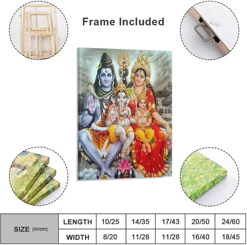Vista 2 de Póster artístico con texto en inglés «Lord Shiva And His Family» («Lord Shiva And His Family») - Póster decorativo moderno para decorar la pared