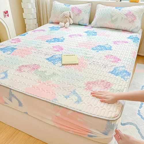 Vista 20 de FCLDESHOP Comfort Hotel - Sábana bajera ajustable de bolsillo profundo, juego de sábanas bajeras y fundas de almohada de seda de hielo de látex