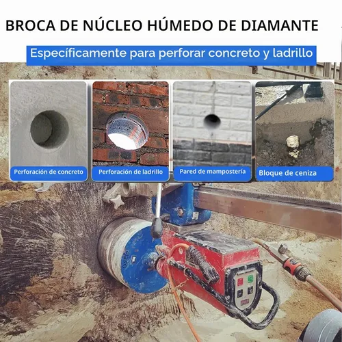 Vista 5 de SALI Brocas de núcleo de diamante, 1 pulgada de diámetro, 10 pulgadas/10.000 in, profundidad de perforación de 5/8-11 pulgadas, segmentos turbo