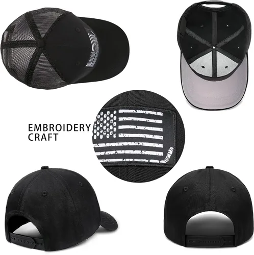 Vista 6 de Nuyjimr Sombreros de camionero de la bandera estadounidense para mujeres y hombres, gorra de golf ajustable para exteriores, Bandera de Hockey