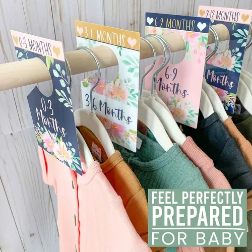 Vista 9 de Hadley Designs 6 divisores de tamaño de armario para bebé niña - Divisores florales para armario de bebé por mes, organizador de armario de bebé