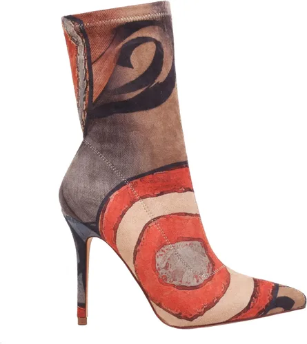 Vista 5 de vivianly Women's Sexy Pointy Toe Stiletto Heels Ankle Boots Printed Stretchy Sock Booties