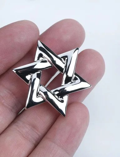 Vista 6 de Broche de estrella de David con diamantes de imitación y estrella de David, broche de solapa espiritual