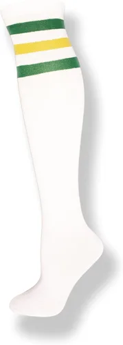 Vista 16 de NEON NATION Calcetines de tubo unisex blancos hasta la rodilla con varias rayas de colores Blanco con rayas azules bebé