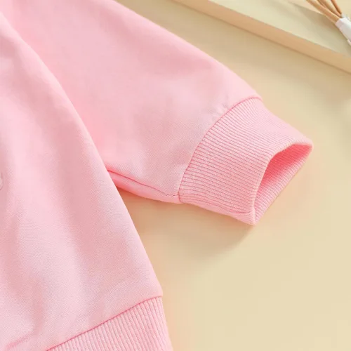 Vista 4 de Socutebabe Conjunto de San Valentín para niña pequeña, sudadera con cuello redondo, sudadera con cuello redondo, ropa de primavera para bebé