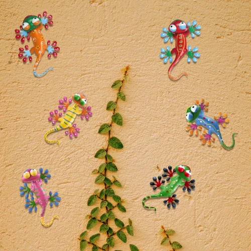 Vista 6 de YEAHOME Paquete de 6 piezas de arte inspirador de metal para pared, decoración de pared mexicana para exteriores con cabeza agitadora, esculturas