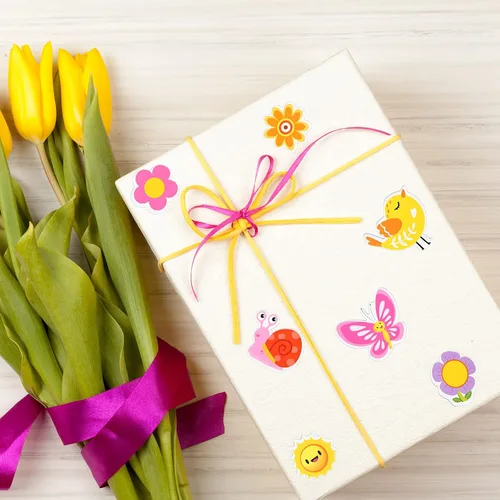 Vista 6 de Whaline 360 calcomanías de espuma de primavera, diseño de flores de dibujos animados, mariposa, abeja, 20 diseños, Hello Spring, autoadhesivas
