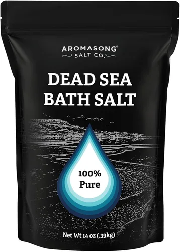 Vista 10 de Aromasong Sal pura del mar muerto para remojar con lavanda 100 % natural, 14 onzas, sal de baño de spa de grano fino, exfoliante de lavado corporal