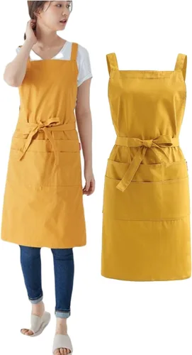 Vista 8 de Jeelow Delantal de cocina de algodón o sarga de algodón para hombres y mujeres, ajustable con bolsillos ajustables