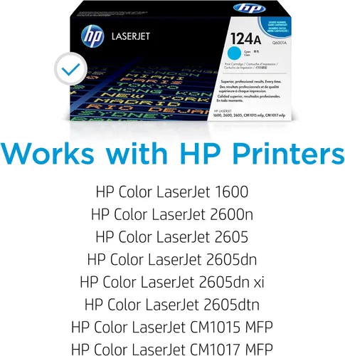 Vista 2 de HP Cartucho de tóner cian original 124A funciona Color LaserJet 1600, 2600, 2605 Series, Color LaserJet MFP CM1015, CM1017 Series Q6001A
