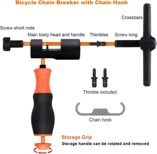 Vista 3 de Kit de herramientas de reparación universal de cadena de bicicleta con herramienta rompedor de cadena de bicicleta, alicates de eslabones maestros