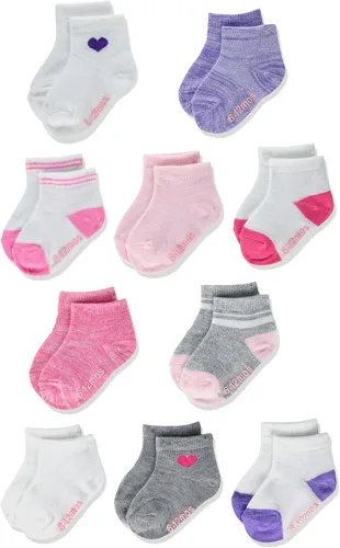 Vista 9 de Hanes Calcetines tobilleros antideslizantes para bebés y niños pequeños, paquete múltiple