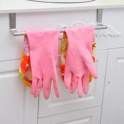 Vista 6 de Toallero de acero inoxidable, soporte para toallas de baño, armario de cocina, puerta, organizador para colgar en la pared, 1 unidad