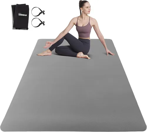 Vista 8 de UMINEUX Tapete de yoga grande para hombres y mujeres de 1/4 y 2/5 pulgadas, extra grueso, TPE para entrenamiento en casa, gimnasio, antideslizante