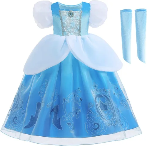 Vista 8 de Vestido de Cenicienta para niñas, disfraz de princesa para Halloween, cosplay, cumpleaños, concurso, Navidad, fiesta de noche