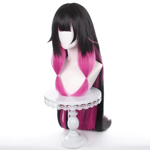 Vista 3 de Genshin Impact Columbina peluca de cosplay con gorra de peluca, longitud aproximada de 43.3 pulgadas